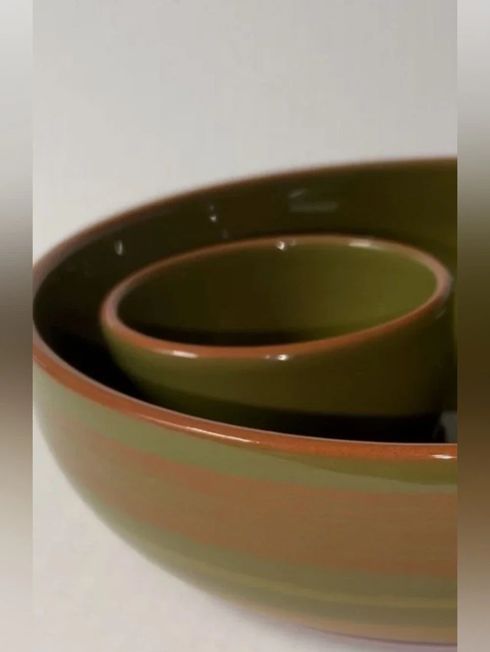 Terracotta Pottery Chip & Dip Serve Bowl Olive/Brown 10.5